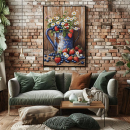 Floral Still Life In Weathered Metal Watering Can Poster