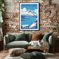 Crater Lake National Park Travel Poster Scenic Print