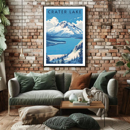 Crater Lake National Park Travel Poster Scenic Print