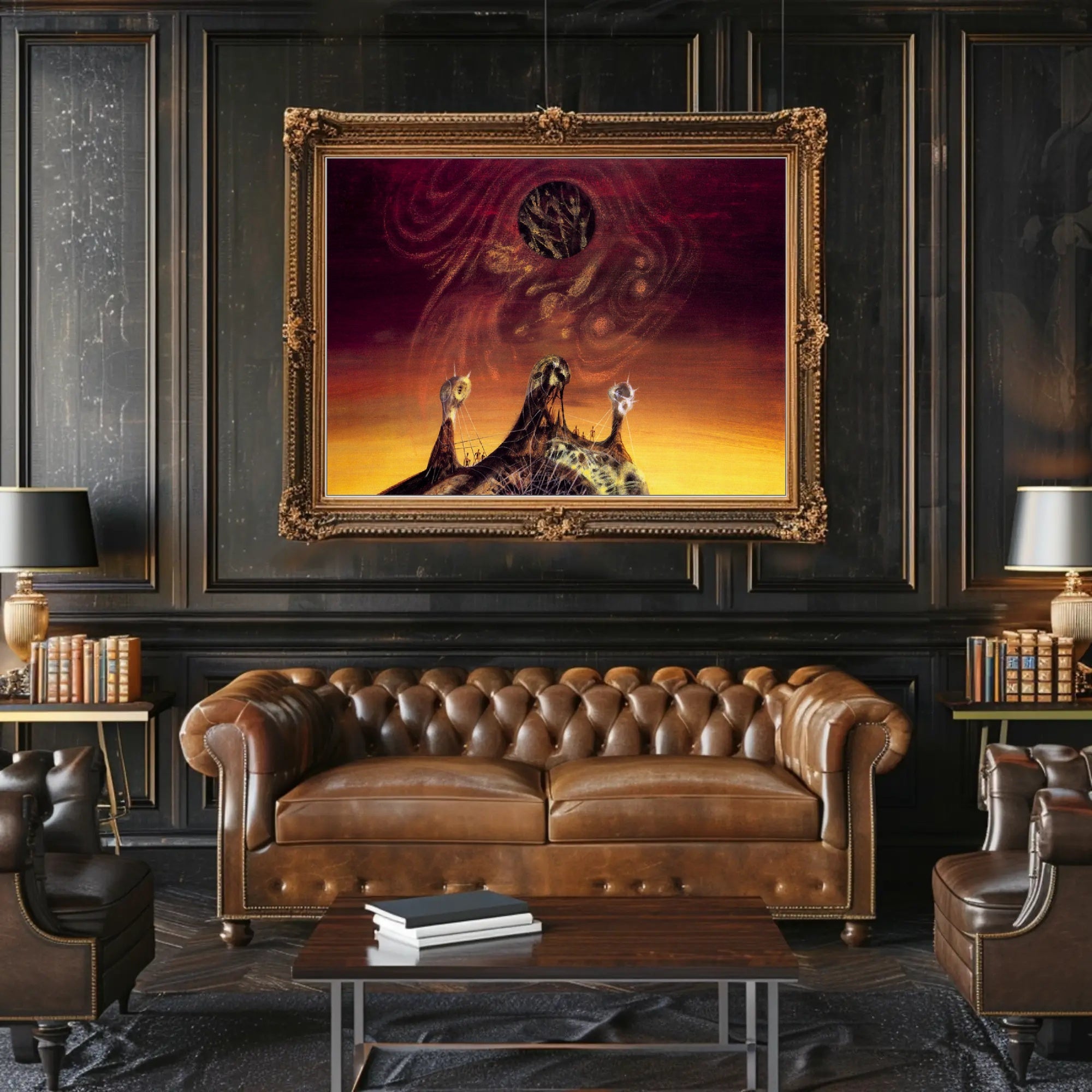 Mysterious Peaks Surreal Landscape Art Poster, Abstract Category