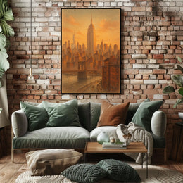 New York City Skyline At Sunset Poster