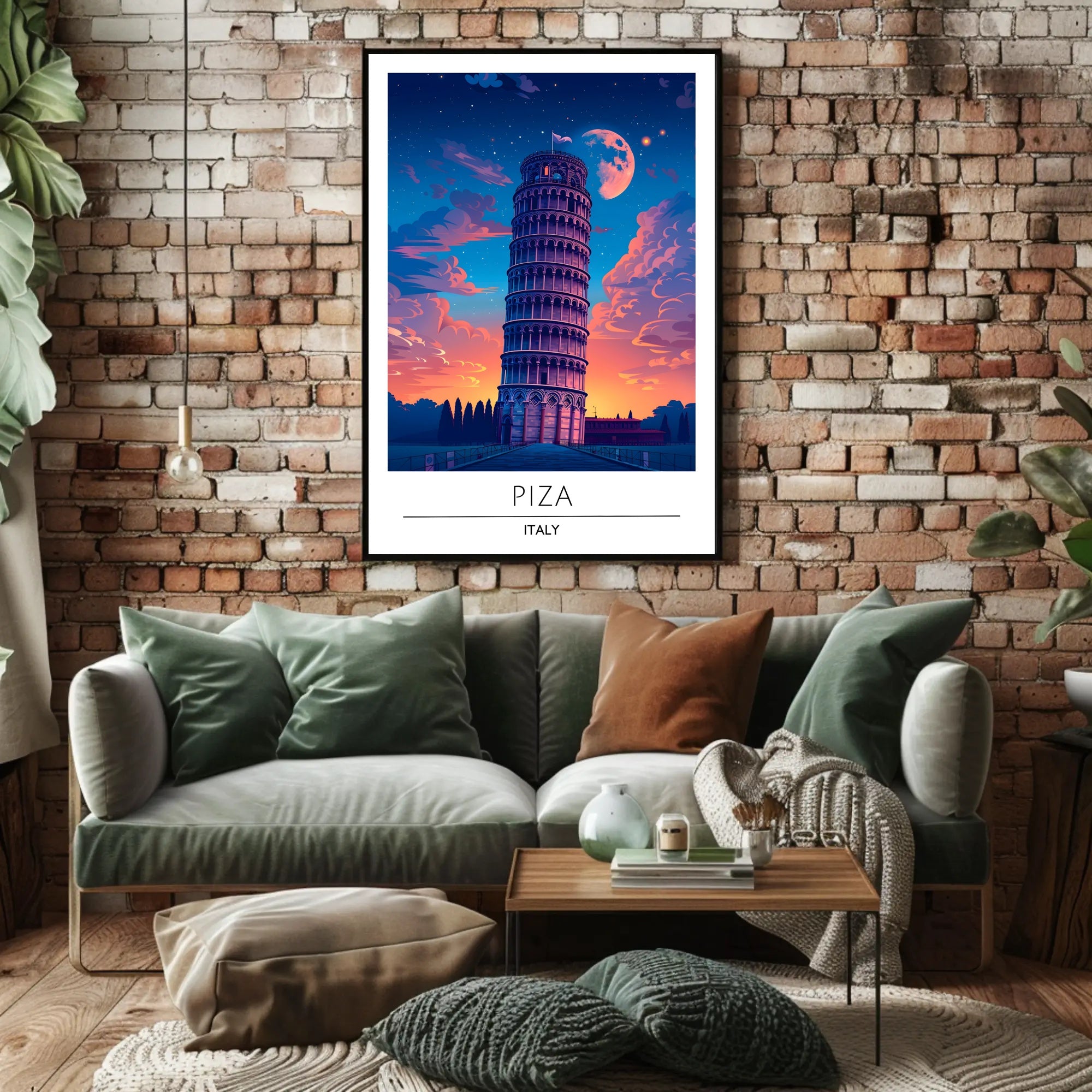 Leaning Tower of Pisa Vibrant Art Travel Poster