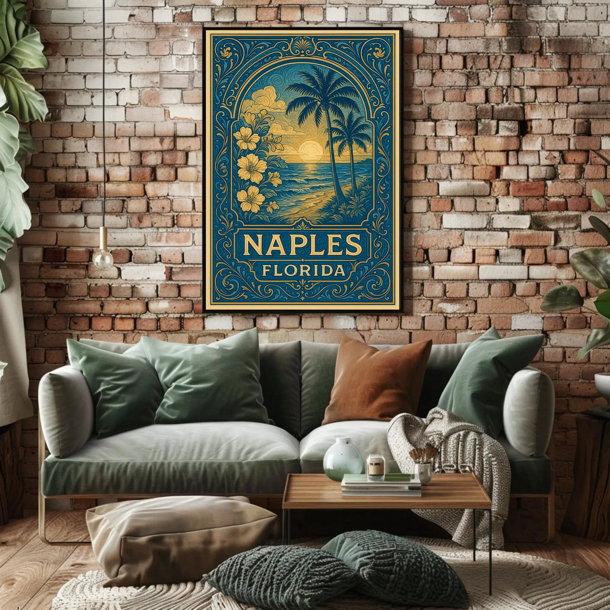 Naples Florida Vintage Travel Poster Coastal Charm Decor