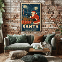 Santa Coaches Reindeer in Vintage Football Scene