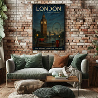 London's Iconic Landmarks Vintage Travel Poster Art