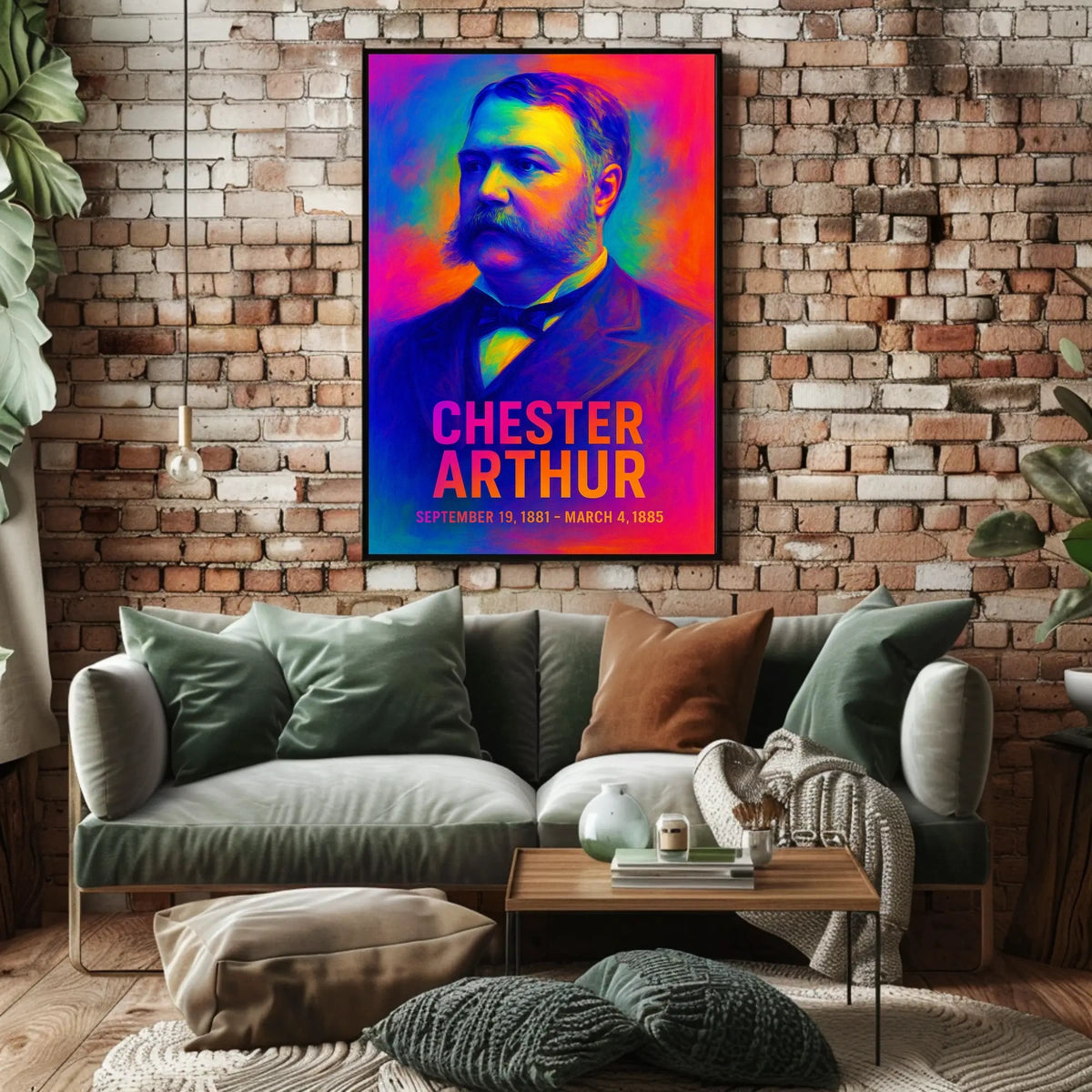 Chester A. Arthur 21st President of the United States Neon Gradient Overlay Poster