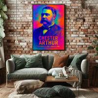 Chester A. Arthur 21st President of the United States Neon Gradient Overlay Poster