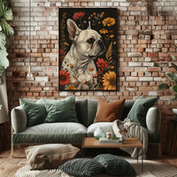 Floral Bulldog Portrait Poster