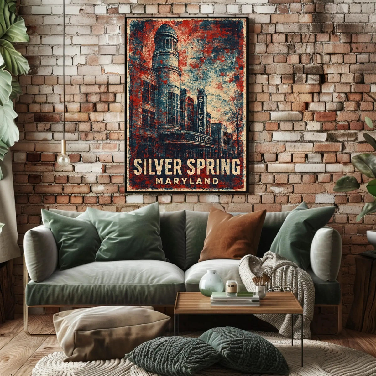 Silver Spring Travel Nostalgia Retro Folk Art Poster