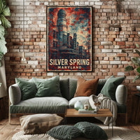 Silver Spring Travel Nostalgia Retro Folk Art Poster