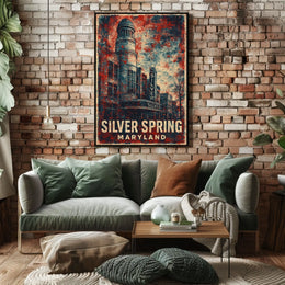 Silver Spring Travel Nostalgia Retro Folk Art Poster