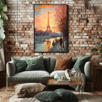 Eiffel Tower Sunset in Paris Travel Poster