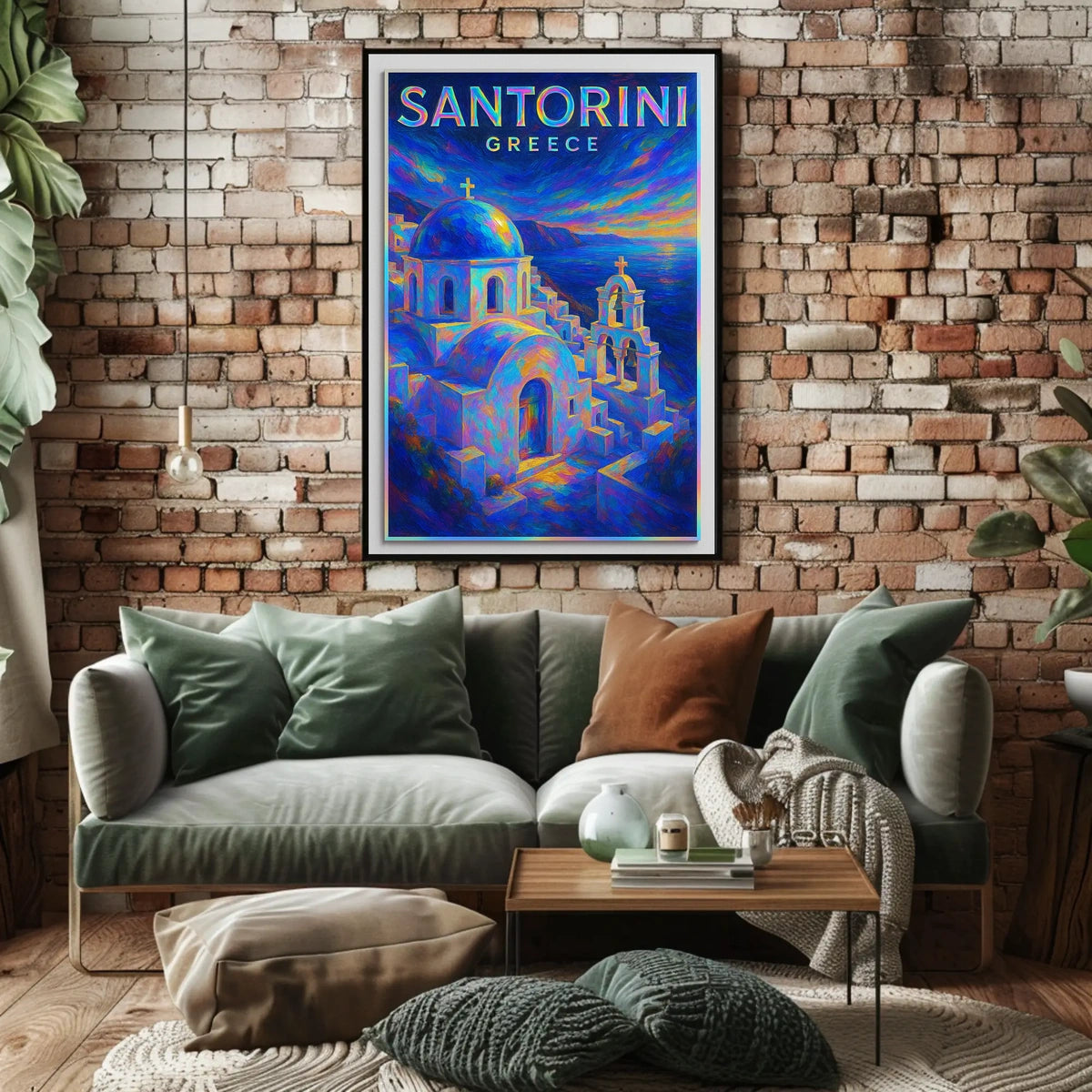 Santorini, Greece A Vibrant Escape Poster