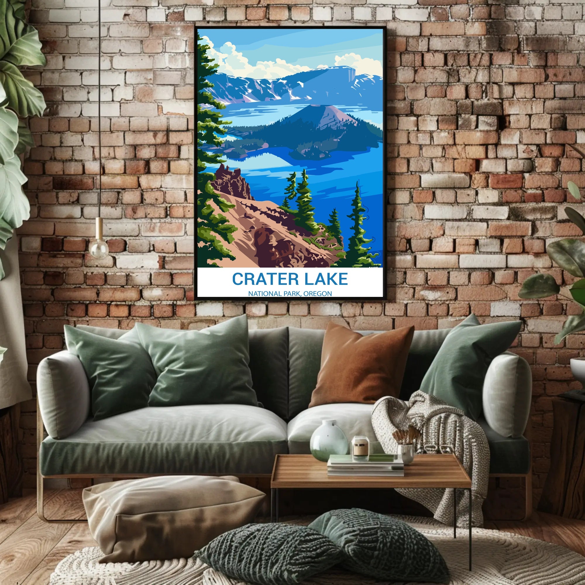 Crater Lake National Park Scenic Illustration Poster