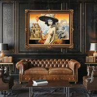Surreal Silver-Haired Woman in Artistic Poster