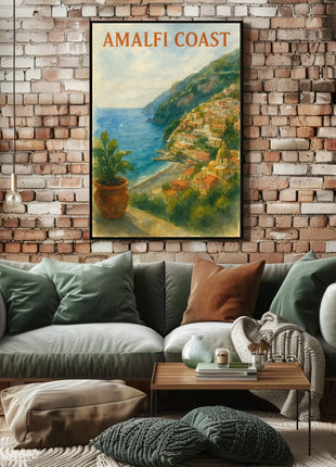 Amalfi Coast Poster Wall Art 18x24 Inches Seaside Decor