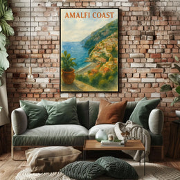 Amalfi Coast Poster Wall Art 18x24 Inches Seaside Decor