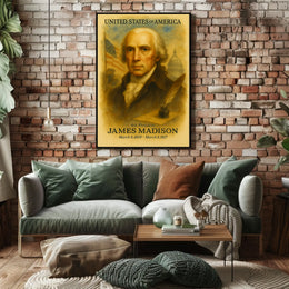 James Madison 4th President of the United States Vintage Watercolor Poster