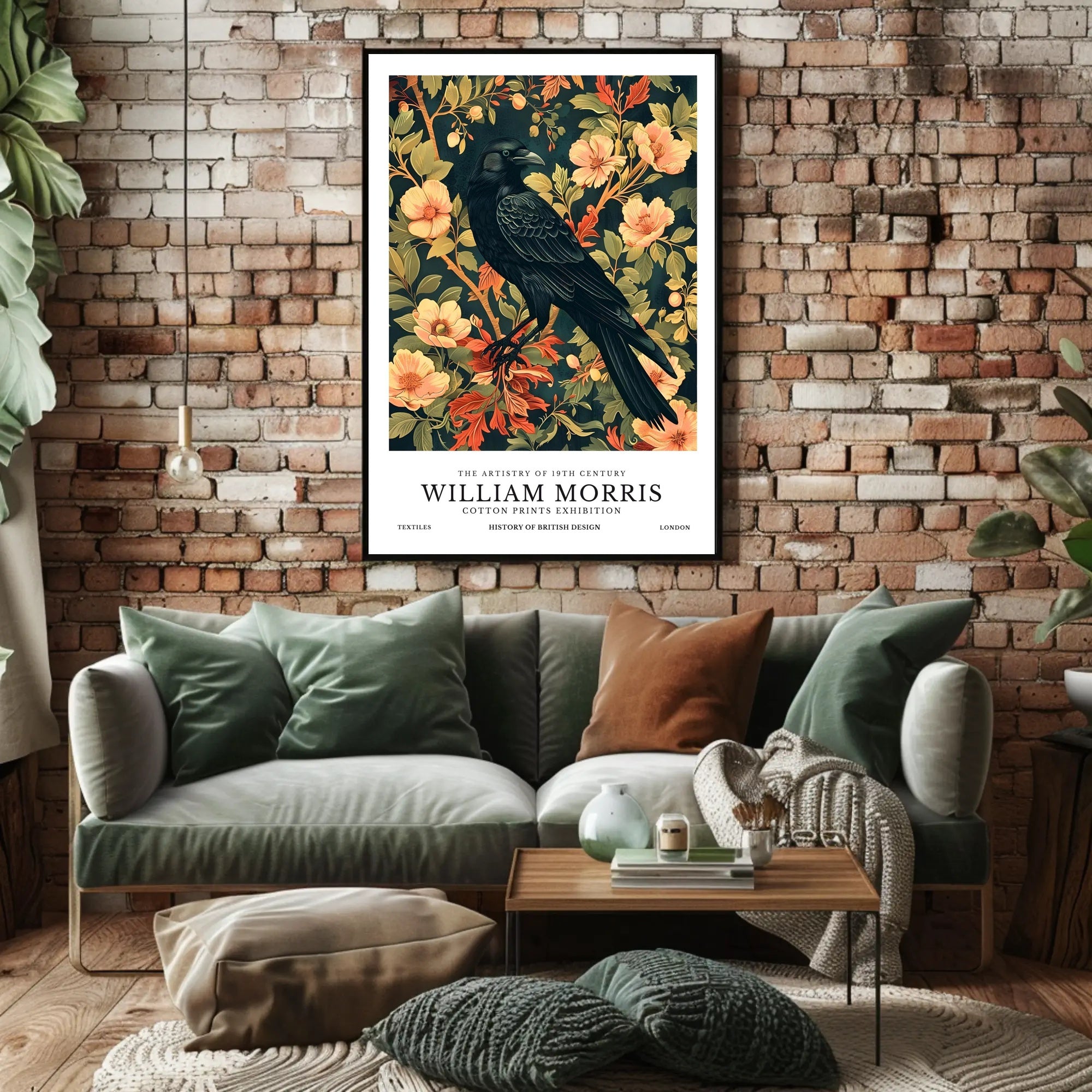 Victorian Blackbird Elegance: Ornate Arts and Crafts Poster