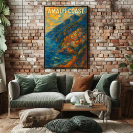 Amalfi Coast Poster Wall Art Coastal Seaside Landscape