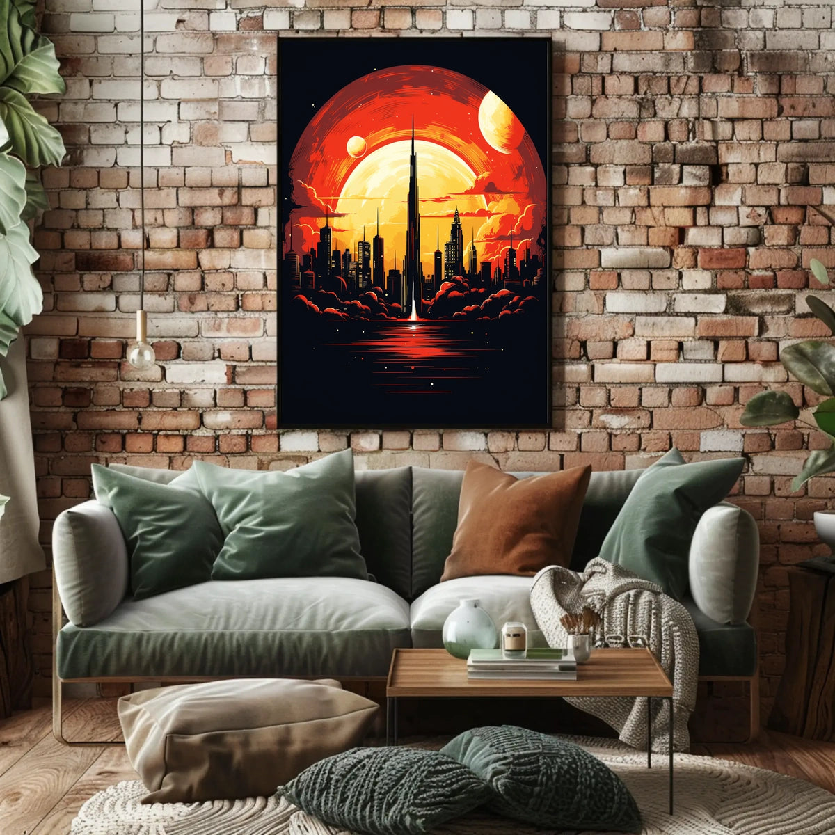 Futuristic Cityscape at Sunset Poster