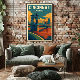 Cincinnati Cityscape Minimalist Wanderlust Poster