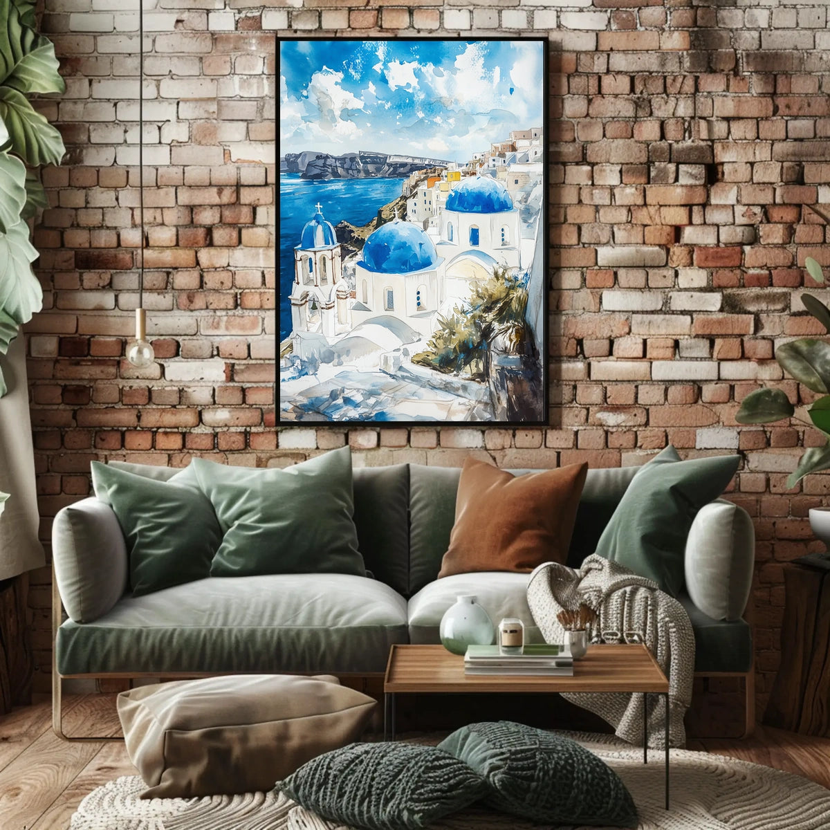 Greece Santorini White Buildings and Blue Domes Poster