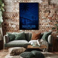 Naples Florida Nightscape Poster Coastline Wall Art 18x24