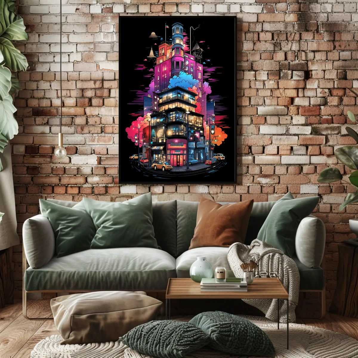 Neon Cityscape Poster