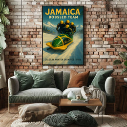 Jamaica Bobsled Team 1988 Calgary Winter Poster