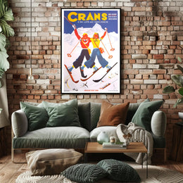 Skiing Adventure in Crans Swiss Alps Travel Poster PosterGoat