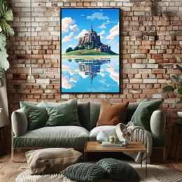 Majestic Castle Reflection: European Gothic Art Print