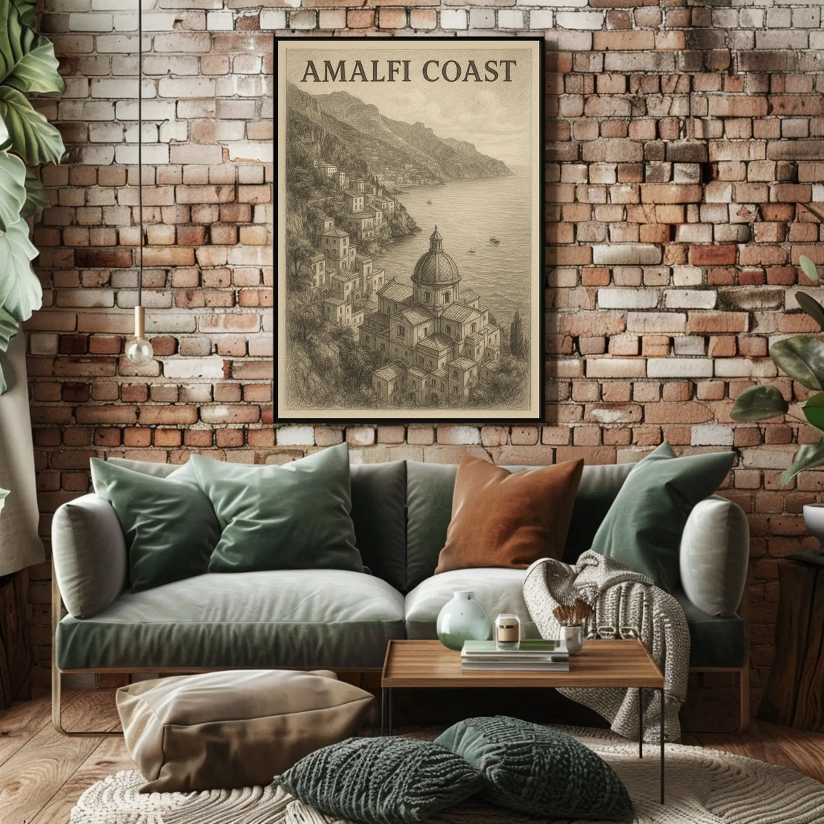 Amalfi Coast Poster Wall Art 18x24 Coastal Landscape