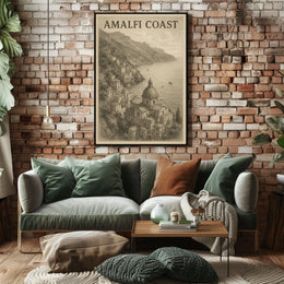 Amalfi Coast Poster Wall Art 18x24 Coastal Landscape