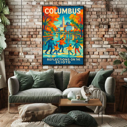 Columbus Reflections On The Scioto Poster