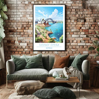 Sydney's Iconic Beauty: Opera House and Bridge Travel Poster