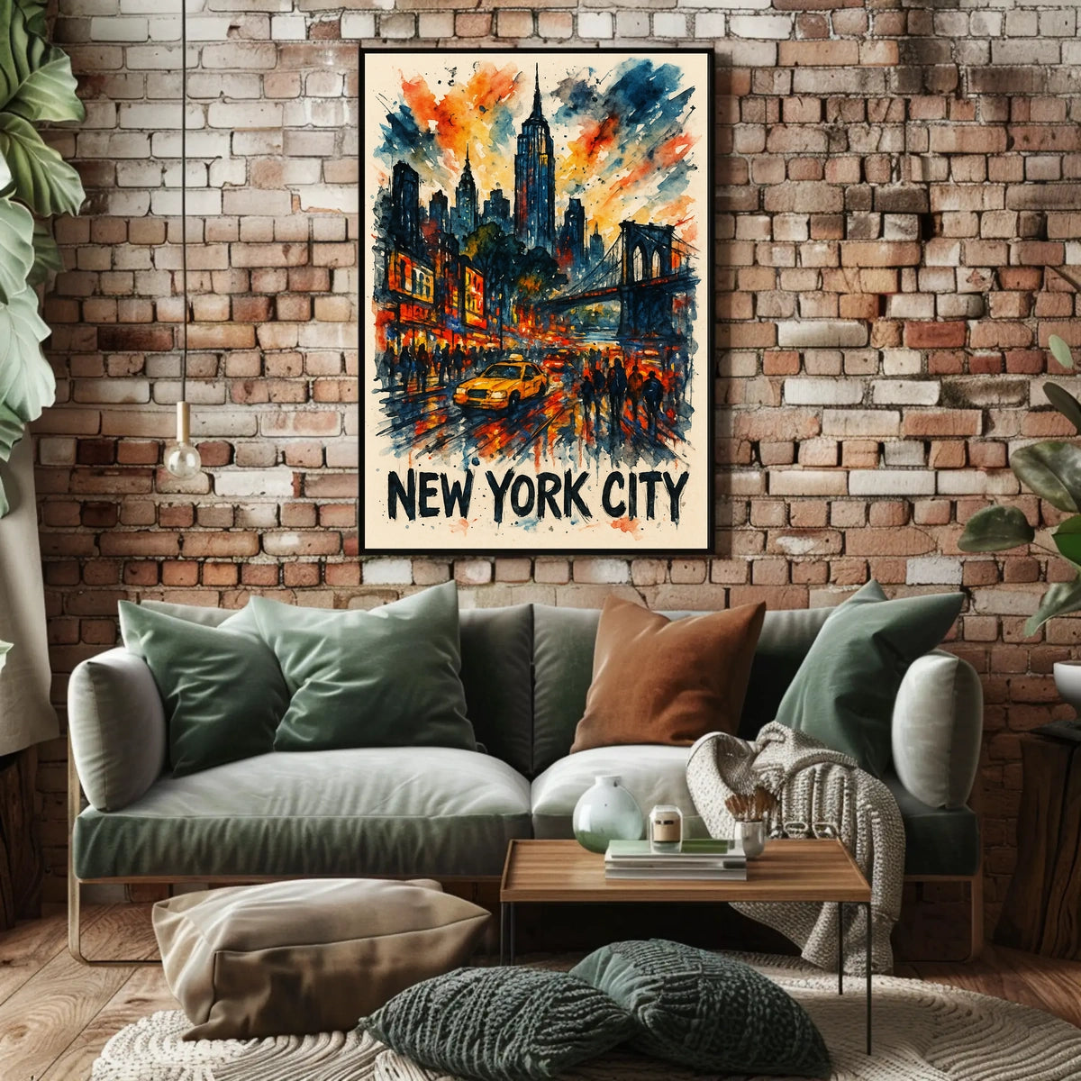 New York City Watercolor Cityscape Poster Abstract Wall Art