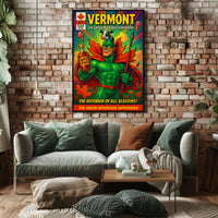 Vermont Retro Superhero Poster Wall Art Print