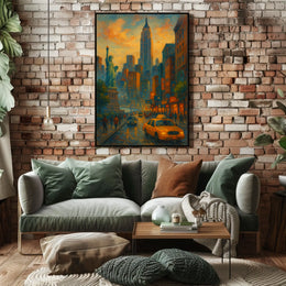 New York City Dusk Urban Scene Poster Modern Wall Art