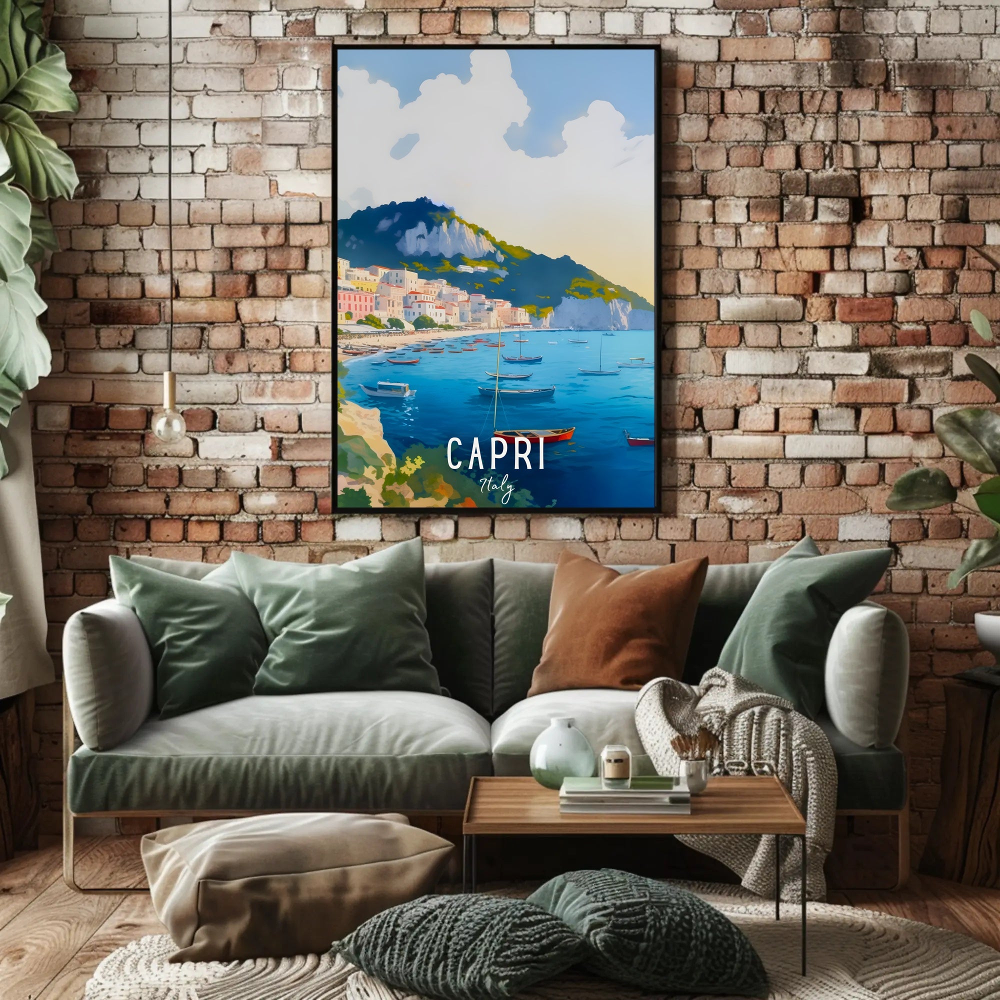 Capri Coastal Town Scenic Travel Poster