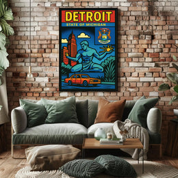 Detroit State of Michigan Poster PosterGoat