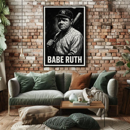 Babe Ruth Iconic Baseball Legend Poster