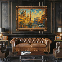 Enchanting Italy Watercolor Impressionism Travel Italian Landscapes Mediterranean Vibe Poster