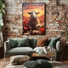 Serene Sheep At Sunset Poster PosterGoat
