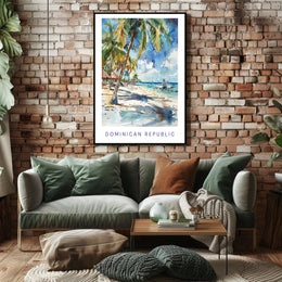 Tropical Beach Paradise in Watercolor Travel Poster PosterGoat