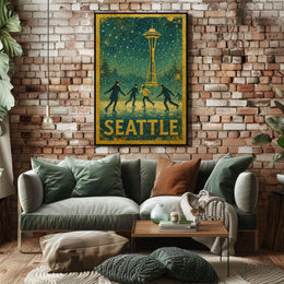Winter Skating In Seattle Poster