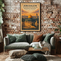 Jerusalem Dome Vintage Cityscape Sunset Cultural or Heritage Poster