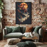 Mystical Castle and Dragons Fantasy Art Poster PosterGoat