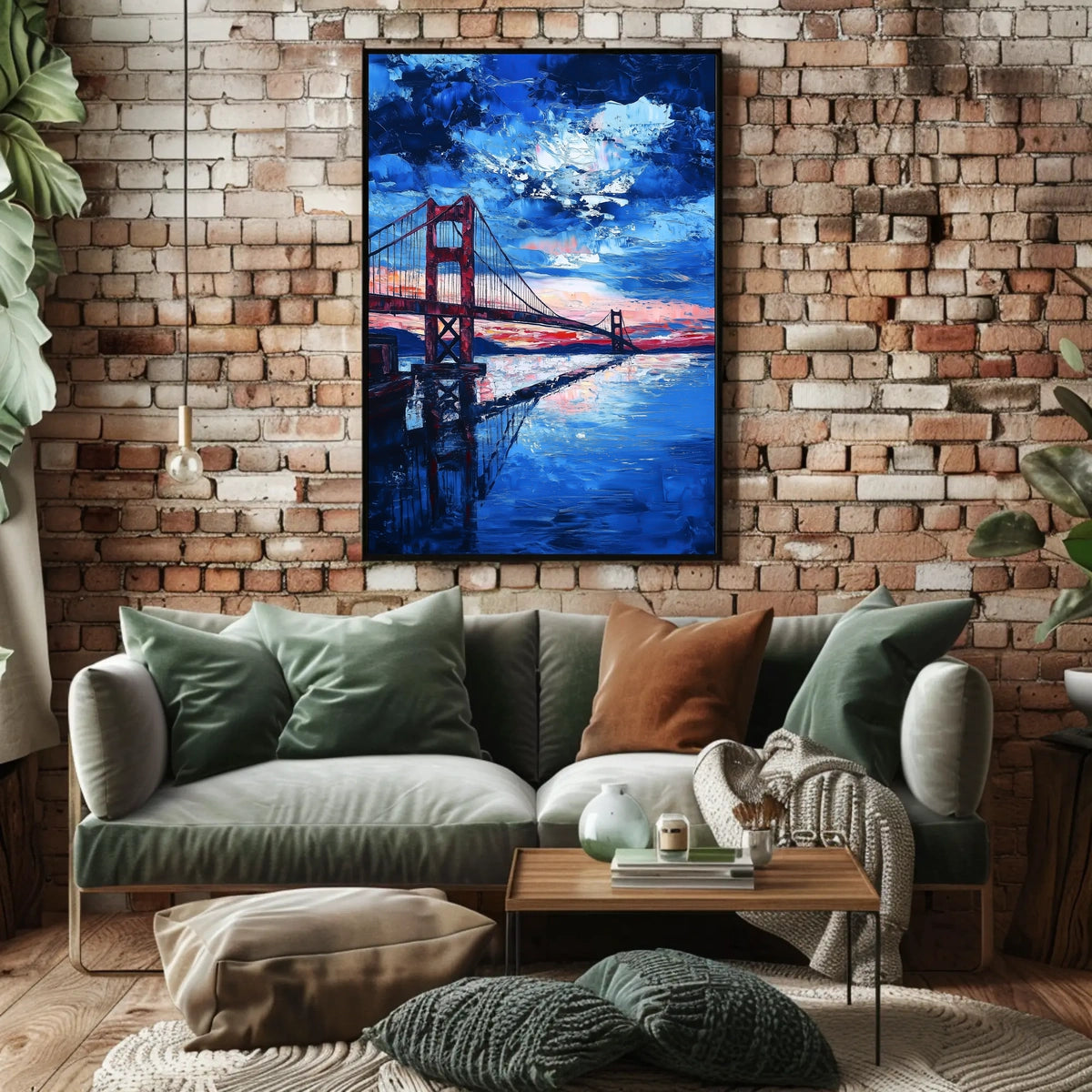 Golden Gate Bridge Sunset Landscape Artwork Modern Poster