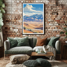 Great Sand Dunes Travel Poster Vintage Wall Art